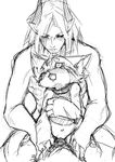  cat demon duo feline female higoro horn humanoid kemono mammal monochrome open_mouth pointy_ears tears 