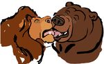  bear brother_bear dakota-bear disney duo feline feral grizzly_bear kissing lion male male/male mammal mufasa plain_background the_lion_king tongue tongue_out tug_(brother_bear) white_background 