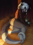  2015 alcohol anthro badger barn beverage bottomless brown_fur butt clothed clothing drunk female fur genet hair half-dressed hay hindpaw hioshiru hybrid looking_at_viewer lying mammal mustelid on_side otter pawpads paws pinup pose pussy shirt solo spots viverrid white_hair 