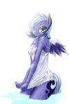  2015 anthro anthrofied blue_eyes blue_hair bra camisole clothed clothing cutie_mark d-lowell equine female friendship_is_magic hair horn looking_at_viewer mammal my_little_pony panties princess_luna_(mlp) smile solo translucent_clothing underwear water wet winged_unicorn wings 