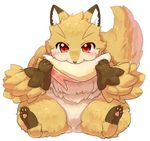  1boshi anthro canine eating fox fur japanese kemono mammal solo text 