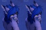  2013 aliasred anthro blue_hair cross_eye_stereogram digital_media_(artwork) ear_piercing falvie feline fur hair looking_back male mammal piercing purple_fur solo stereogram yellow_eyes 