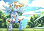  2015 absurd_res equine female feral friendship_is_magic hi_res lovelyneckbeard mammal my_little_pony pegasus rainbow_dash_(mlp) solo tennis wings 