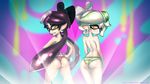  2015 back_view bikupan blush butt callie_(splatoon) cephalopod clothing duo ear_piercing female hand_on_hip inkling looking_back marie_(splatoon) marine nude orange_eyes panties piercing pointy_ears shiny smile splatoon squid tentacle_hair tentacles underwear voluptuous yellow_eyes young 