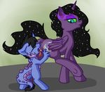  2015 age_difference anus black_hair butt cub cutie_mark dragon duo equine eyes_closed fan_character fearingfun female forked_tongue hair hi_res horn long_hair mammal my_little_pony open_mouth pussy raised_leg scalie smile tongue tongue_out winged_unicorn wings young 