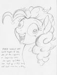  2015 black_and_white derp_eyes equine female friendship_is_magic hair horse latecustomer mammal messy_hair monochrome my_little_pony pinkie_pie_(mlp) pony portrait sketch smile solo 