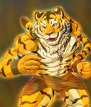  abs anthro biceps big_muscles chest_tuft claws clothed clothing feline fur half-dressed loincloth male mammal muscles necktie pecs tiger tuft wildheit wristband 