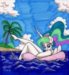  2015 anthro anthrofied clothing equine eyewear female friendship_is_magic hair horn long_hair looking_at_viewer mammal multicolored_hair my_little_pony newyorkx3 princess_celestia_(mlp) smile solo swimsuit winged_unicorn wings 