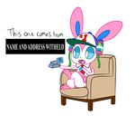  eeveelution english_text hat nintendo open_mouth plain_background pok&eacute;mon robosylveon solo spongebob_squarepants sylveon text video_games white_background 