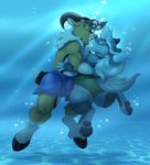  anthro bloo horn kissing pool underwater water 