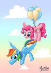  2015 earth_pony equine female feral flying friendship_is_magic horse mammal my_little_pony mysticalpha pegasus pinkie_pie_(mlp) pony rainbow_dash_(mlp) wings 
