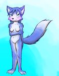  aliasing blue_fur blush breasts canine draconicmentalist embarrassed female fox fur krystal mammal nintendo nude pussy solo star_fox video_games 