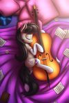  2015 clothing cutie_mark earth_pony elbow_gloves equine eyes_closed female feral friendship_is_magic fshydale gloves hair horse legwear long_hair lying mammal my_little_pony octavia_(mlp) on_side paper pillow pony record sheet_music sleeping solo 
