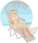  2015 alpha_channel anthro beach big_breasts bikini bottomless breasts cat clothed clothing digital_media_(artwork) feline female hair half-dressed humanoid mammal outside relaxing sayfate sea seaside sitting sky smile solo swimsuit voluptuous water 