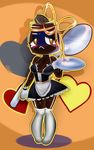  &lt;3 2014 abstract_background anthro anthrofied blush bow breasts cookie crying elpatrixf eyelashes female food food_creature garter legwear maid_uniform marmalade_(food) not_furry ribbons sad solo spoon stockings tears yellow_eyes 