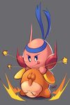  2015 alien balls blue_eyes blush duo eyes_closed kirby kirby_(series) male nintendo not_furry penis plain_background signature star suplex tongue torrentialkake video_games waddle_dee 