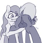  &lt;3 &lt;3_eyes anus backsack ball_fondling balls big_macintosh_(mlp) cutie_mark duo equine female fluttershy_(mlp) friendship_is_magic half-closed_eyes horse looking_at_viewer looking_back male male/female mammal monochrome my_little_pony northernsprint plain_background pony smile teeth white_background 