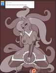  2015 anthro anthrofied areola avante92 bedroom_eyes big_breasts breasts earth_pony equine female friendship_is_magic half-closed_eyes horse looking_at_viewer mammal mane-iac_(mlp) monochrome my_little_pony nipples pillow pony solo tumblr 
