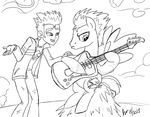  2013 black_and_white clothing cutie_mark duo electric_guitar equestria_girls equine flash_sentry_(eg) flash_sentry_(mlp) friendship_is_magic guitar hair human male mammal monochrome musical_instrument my_little_pony pegasus scruffytoto sitting wings 