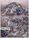  2014 brown_eyes clothing comic digitigrade feline feral leopard mammal sabretoothed_ermine snow_leopard torn_clothing transformation 