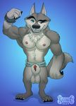  abs agent_classified anthro anthrofied arctic_wolf boss canine character_from_animated_feature_film dreamworks flexing grin kadohusky madagascar male mammal muscles north_wind penis smile solo the_penguins_of_madagascar wolf 