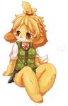  animal_crossing blonde_hair brown_eyes doubutsu_no_mori fur furry hair hair_ornament isabelle_(animal_crossing) kemono nintendo shizue_(doubutsu_no_mori) short_hair solo video_games wahitouppe yellow_fur 