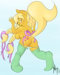  2015 anthro anus applejack_(mlp) big_breasts breasts butt clothed clothing earth_pony equine female friendship_is_magic half-dressed horse mammal mdgusty my_little_pony pony pussy solo topless 