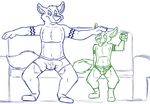  anthro bobbie bulge canine clothing cub duo father father_and_son junior male mammal parent rotten_robbie sketch sofa son underwear wolf young 