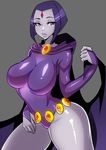  big_breasts breasts clothed clothing demon female glowing hair human invalid_tag looking_at_viewer make-up makeup mammal purple_eyes purple_hair purple_suit raven_(teen_titans) short_hair solo teen_titans white_lips zxc 
