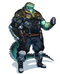  belt biceps clothed clothing crocodile gun jacketbear male muscles police ranged_weapon reptile scalie shotgun solo weapon 山藥人 