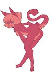  blue_eyes breasts cat feline fur hair higoro kemono mammal nippes open_mouth pink_hair red_fur 