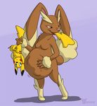  breasts bulge cute dweet-tea ear_piercing female_pred fluffy invalid_tag lagomorph lopunny mammal multiple_prey nintendo overweight paws piercing pikachu pok&eacute;mon rabbit stomach struggling swallowing tongue video_games vore 