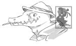  alligator cregon crocodile crocodilian fedora hat headshot keleiou male reptile scalie toothpick 