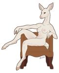  2015 albino alpha_channel breasts cervine deer female hedja hooved_fingers hooves mammal nipples nude red_eyes sitting smile solo 