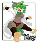  bear clothing female fur green_hair grey_fur hair hair_googles kemono legwear mammal nipples one_eye_closed小野寺ニノ panties species stockings underwear 