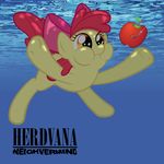  apple_bloom_(mlp) cub equine feral friendship_is_magic hair hi_res horse mammal my_little_pony nirvana red_hair solo text unknown_artist water wide_eyed young 