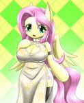  animal_ears big_breasts boots breasts cute equine eyeshadow fluttshy_(mlp) friendship_is_magic fur green_eyes hair horse invalid_tag long_hiar looking_at_viewer makeup mammal my_little_pony nice open_mouth pink_hair pony shy tongue wings yellow_fur 葉塩 