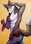  2014 abs allegretto_chrys belt biceps chest_tuft clothed clothing engineer fur half-dressed littlefreckles male mammal muscles pants pecs pouches sergal solo topless tuft 