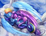  2015 cutie_mark duo equine eyes_closed female female/female feral friendship_is_magic hair hi_res hooves horn long_hair lying mammal multicolored_hair my_little_pony on_back outside pegasus rainbow_dash_(mlp) rainbow_hair sleeping twilight_sparkle_(mlp) viwrastupr winged_unicorn wings 