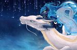  2015 blue_hair dragon duo equine female feral friendship_is_magic hair hi_res horn long_hair lyra-senpai mammal my_little_pony night outside princess_luna_(mlp) riding star starfall winged_unicorn wings 