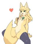  &lt;3 breasts canine female fox green_eyes leaves legwear looking_at_viewer mammal open_mouth pasties plain_background sitting solo thigh_highs white_background wide_hips wkar 