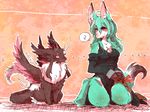  avian bird black_fur fur green_fur green_hair hair handy_monsters kemono pipi_(artist) red_eyes 