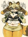  blonde_hair bra breasts clothing female hair kemono mammal raccoon underwear yellow_eyes 宇月まいと 