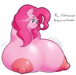  2015 anthro anthrofied areola big_breasts big_nipples blue_eyes breasts bust eikasianspire english_text female friendship_is_magic hair huge_breasts huge_nipples hyper hyper_breasts long_hair looking_down my_little_pony nipples nude pink_hair pink_skin pinkie_pie_(mlp) plain_background solo text white_background 