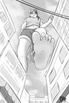  anthro barefoot building clothed clothing darkhazard equine female foot_focus greyscale hair long_hair looking_at_viewer macro mammal monochrome outside pegasus plantigrade soles solo wings 