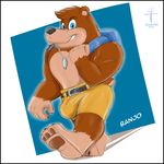  aaron_(artist) banjo banjo-kazooie bear biceps bulge clothing feet fur kazooie male mammal musical_instrument necktie pants 