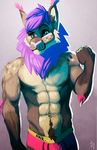  abs biceps clothing feline fluff fur hair littlefreckles lynx male mammal muscles pecs solo strobes underwear 