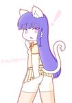  anthro blush cat feline female fur hair looking_at_viewer mammal open_mouth purple_hair solo ultramanultrax 