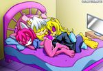  bbmbbf bed fan_character female hedgehog male mammal mongoose palcomix sleeping sonic_(series) 