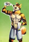  2014 abs biceps canine dog feline fur husky hybrid littlefreckles male mammal muscles open_mouth pecs tiger water 